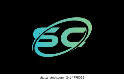 Initial Letter SC Logo. Creative And Modern SC logo Design on black background.