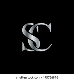 Initial Letter SC Logo Design Silver