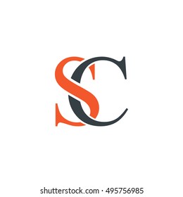 Initial Letter SC Logo Design Orange Black