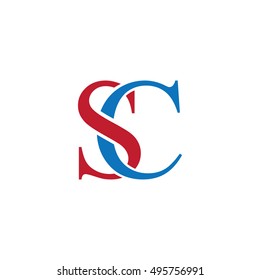 Initial Letter SC Logo Design Black Blue