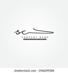 Initial Letter SC Logo - Handwritten Signature Logo
