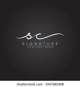 Initial Letter SC Logo - Handwritten Signature Style Logo