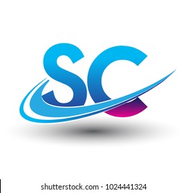 initial letter SC logotype company name colored blue and magenta swoosh design. vector logo for business and company identity.
