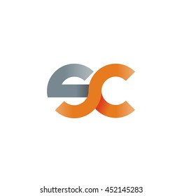 initial letter sc modern linked circle round lowercase logo orange gray