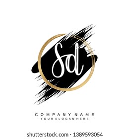 Initial letter SD beautiful handwriting logo vector template