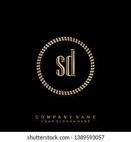 Initial letter SD beautiful handwriting logo vector template