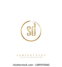 Initial letter SD beautiful handwriting logo vector template