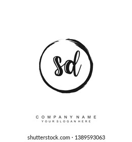 Initial letter SD beautiful handwriting logo vector template