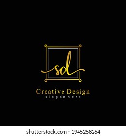 Initial letter SD calligraphy handwritten logo. Handwritten alphabet in the logo template. Letters and Alphabet for your logo design.