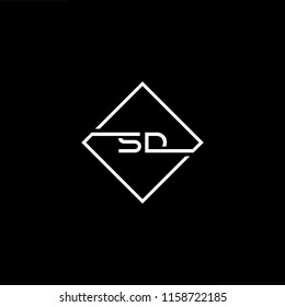 Initial letter SD DS minimalist art monogram shape logo, white color on black background.