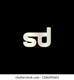 Initial Letter SD Linked Logo Design in Silver Colored