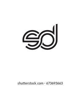 Initial letter sd, linked outline rounded lowercase, monogram black