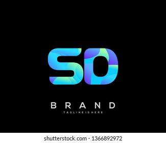 Initial letter SD logo with colorful background, letter combination logo design for creative industry, web, business and company. - Vector