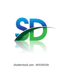 initial letter SD logotype company name colored blue and green swoosh design. vector logo for business and company identity.
