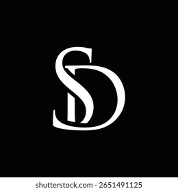 Letra inicial SD serif font logo diseño gráfico Vector icono Plantilla