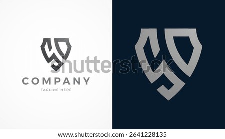 Initial Letter SD Shield Logo Design, Stylish letter SD forming a Shield icon, usable for brand and company logos, vector illustration