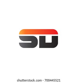 Initial letter SD, straight linked line bold logo, gradient fire red black colors