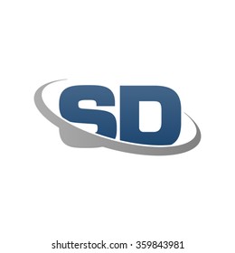 initial letter SD swoosh ring company logo blue gray