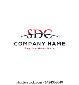 Initial letter SDC, overlapping movement swoosh horizon logo company design inspiration in red and dark blue color vector