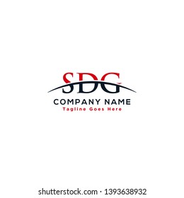 Initial letter SDG, overlapping movement swoosh horizon logo company design inspiration in red and dark blue color vector