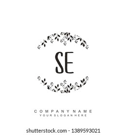 Initial letter SE beautiful handwriting logo vector template