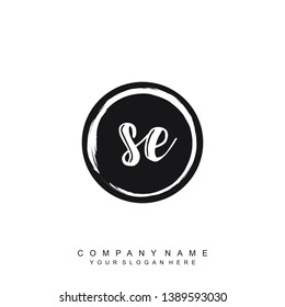 Initial letter SE beautiful handwriting logo vector template