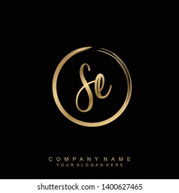 Initial letter SE beautiful handwriting logo vector template