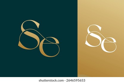 Initial letter SE ES logo design vector illustration for couple, wedding, and business
