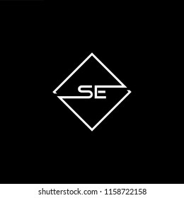 Initial letter SE ES minimalist art monogram shape logo, white color on black background.