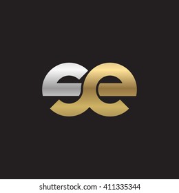 initial letter se linked round lowercase logo gold silver black background