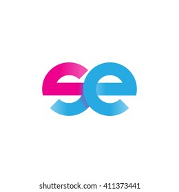 initial letter se linked round lowercase logo pink blue purple