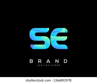 Initial letter SE logo with colorful background, letter combination logo design for creative industry, web, business and company. - Vector