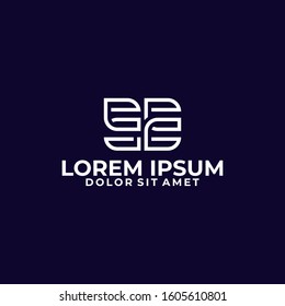 Initial letter SE logo template with simple geometric line art illustration in flat design monogram symbol