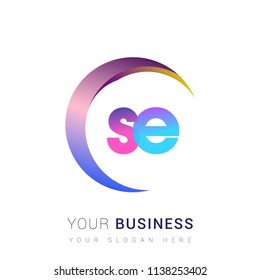 initial letter SE logotype company name, coloreful and swoosh design. vector logo for business and company identity.