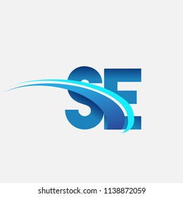 initial letter SE logotype company name colored blue and swoosh design. vector logo for business and company identity.