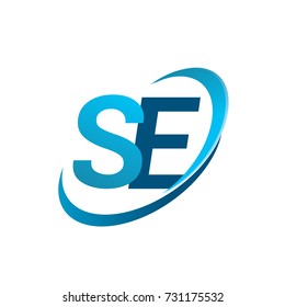 initial letter SE logotype company name colored blue swoosh design concept. vector logo for business and company identity.