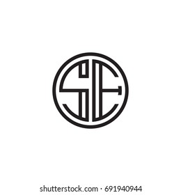 Initial letter SE, minimalist line art monogram circle logo, black color