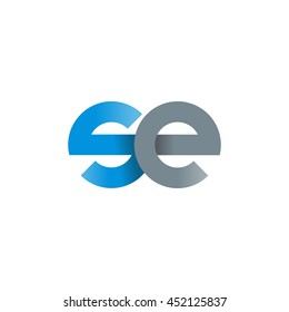 initial letter se modern linked circle round lowercase logo blue gray