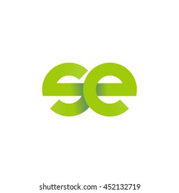 initial letter se modern linked circle round lowercase logo green