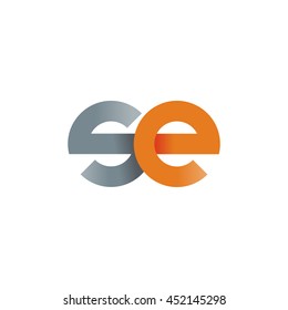 initial letter se modern linked circle round lowercase logo orange gray