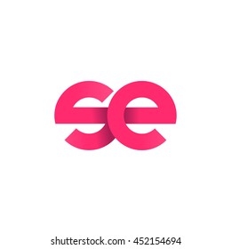 initial letter se modern linked circle round lowercase logo pink