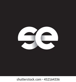 initial letter se modern linked circle round lowercase logo white black