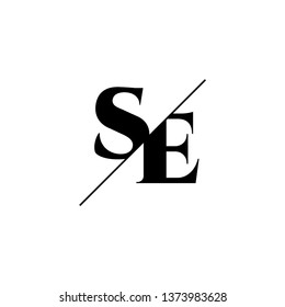 Initial Letter SE Monogram Sliced. Logo template isolated on white background