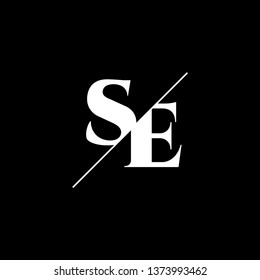 Initial Letter SE Monogram Sliced. Logo template isolated on black background