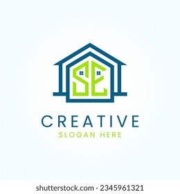 Initial letter SE property logo design vector template