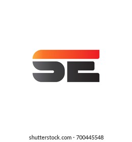 Initial letter SE, straight linked line bold logo, gradient fire red black colors