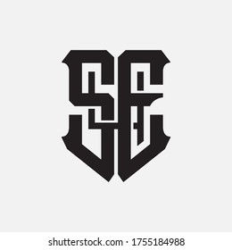 Initial letter SE4, ES4, 4SE, 4ES, S4E, E4S, SE or ES overlapping, interlock, monogram logo, black color on white background