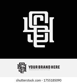 Initial letter SE4, ES4, 4SE, 4ES, S4E, E4S, SE or ES overlapping, interlock, monogram logo, white color on black background