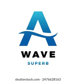 Letra inicial A Sea Wave Icon Logo Design Plantilla