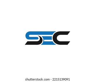 Ilustración del vector de diseño del logotipo SEC de la carta inicial.
